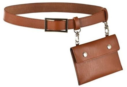 Heuptas Vrouwen Vierkante Gesp Leren Borst Kleine Telefoon Bag Dames Vrouwen Taille Verpakking Bolosa Bruin