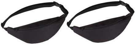Heuptasje/buideltasje - 2x - zwart - 35 x 15 cm - Festivaltasjes outdoor - Fanny pack - polyester