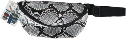 Heuptasje/buideltasje/fanny pack grijze slangenprint 22 x 15 cm