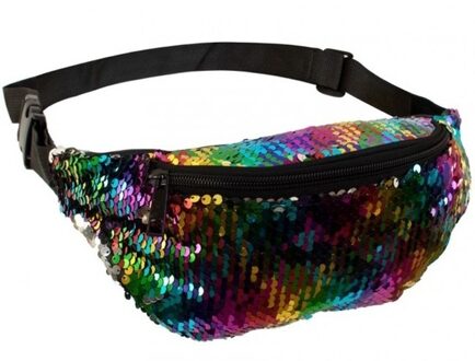 Heuptasje - metallic gekleurd - pailletten - 30 x 10 cm - Festival/Carnaval - fanny pack