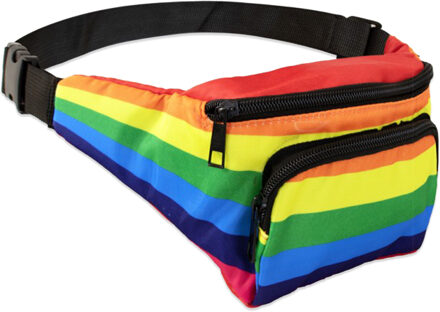 Heuptasje voor volwassenen - Verkleed/Pride artikel - Regenboog vlag kleuren print - Verkleedtassen Multikleur