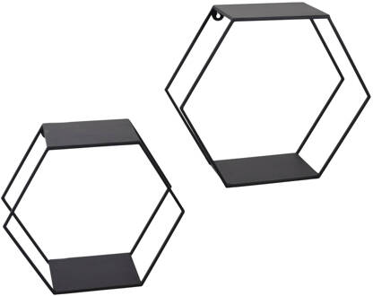 Hexagon Set van 2 Wandboxen Zeshoek - Zwart - 41x36