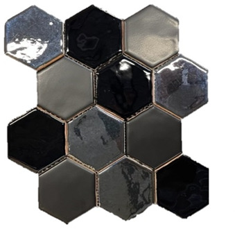 Hexagonale Mosaic wandtegel 28x30cm zwart