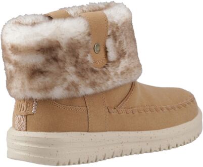 HEYDUDE Camden Cuff Classic Cozy Polyester Dames Cognac Winter Enkellaarzen Bruin - EU 37 / UK 4