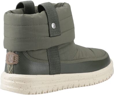 HEYDUDE Camden Cuff Nylon Quilt Nylon Dames Donkergroene Winter Enkelboots