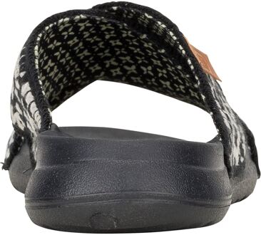 HEYDUDE Christi Slide Cottage Haak Katoen Dames Zwarte/Witte Sandalen