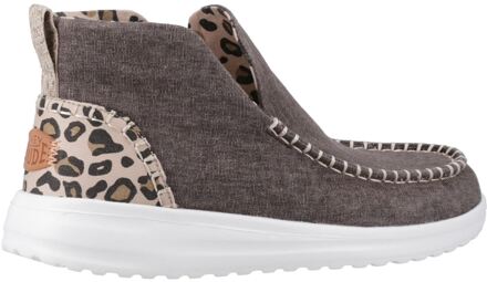 HEYDUDE Denny Katoenen Dames Luipaard Laarzen Bruin