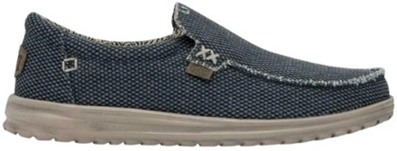 HEYDUDE Mikka Braided Instappers blauw Canvas - 41,42,43,44,45,46,47,48