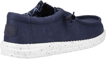 HEYDUDE Wally Canvas 100% Katoen Heren Navy Bootschoenen - EU 47.5 / UK 12