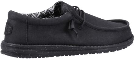 HEYDUDE Wally Canvas 100% Katoen Zwarte Herenschoenen - EU 42 / UK 8