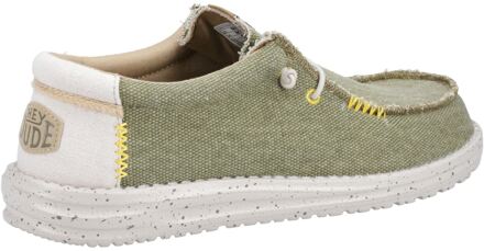 HEYDUDE Wally Coastline Stoffen Herenolijfgroene Bootschoenen - EU 40.5 / UK 7