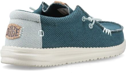 HEYDUDE Wally Geknoopte Polyester Heren Diepgroen/Haven Grijs Mocassinschoenen - EU 44.5 / UK 10