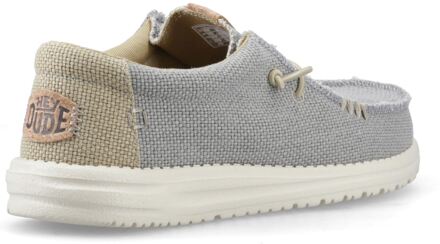 HEYDUDE Wally Gevlochten Polyester Heren Flanel Grijs/Olijfgrijs Moccassins Schoenen - EU 40.5 / UK 7