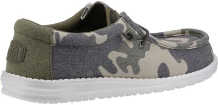 HEYDUDE Wally gewassen camo polyester bootschoenen voor heren Groen - EU 44.5 / UK 10