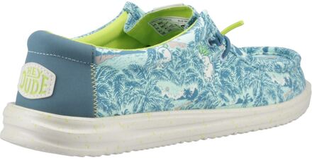 HEYDUDE Wally H2O Tropical Nylon Herenschoenen Blauw Tropisch