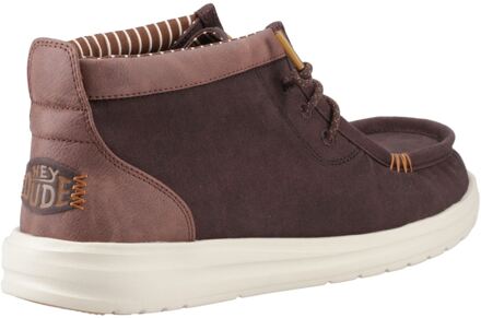 HEYDUDE Wally Mid GripR Katoenen Heren Enkellaarsjes In Mollenbruin/downtown. - EU 44.5 / UK 10