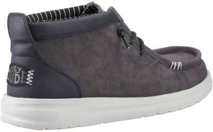 HEYDUDE Wally Mid GripR Katoenen Heren Zwarte Oester/Zwarte Enkellaarzen - EU 47.5 / UK 12