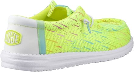 HEYDUDE Wally Party Mesh Polyester Mannen Lime Punch/Witte Mokassinschoenen Limoengroen - EU 43 / UK 9