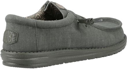 HEYDUDE Wally Stretch Canvas Katoenen Heren Donkergroene Mocassin Schoenen - EU 43 / UK 9