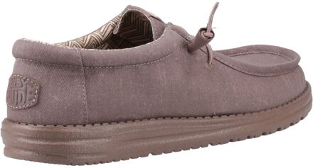 HEYDUDE Wally Stretch Canvas Katoenen Heren Moccasins Schoenen Diep Taupe - EU 44.5 / UK 10