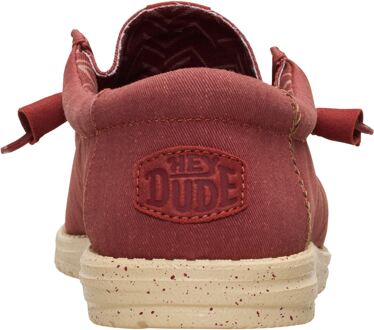 HEYDUDE Wally Stretch Canvas Textiel Heren Loafers in Verbrand Rood/Boulder Tan - EU 42 / UK 8
