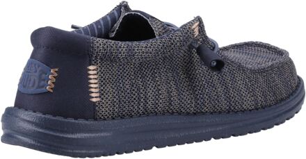 HEYDUDE Wally Stretch Mesh Polyester Heren Marineblauwe Blazer Mocassins Schoenen Navy - EU 43 / UK 9