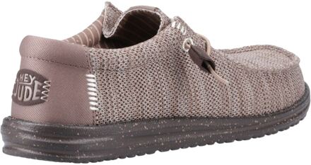HEYDUDE Wally Stretch Mesh Polyester Heren Mocassins Schoenen In Diep Taupe/molbruin - EU 42 / UK 8