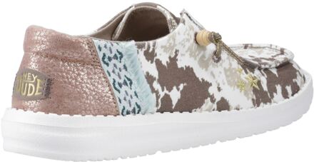 HEYDUDE Wendy Disco Koe Katoen Vrouwen Tan Loafers Bruin