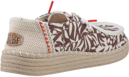 HEYDUDE Wendy Espadrille Retro Palm Katoenmix Dames Downtown Bruin/Egret Espadrilles - EU 39/ UK 6