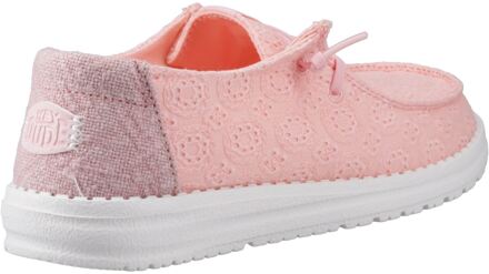 HEYDUDE Wendy Eyelet Lace Katoenmix Dames Lichtroze Mocassins Schoenen - EU 37 / UK 4