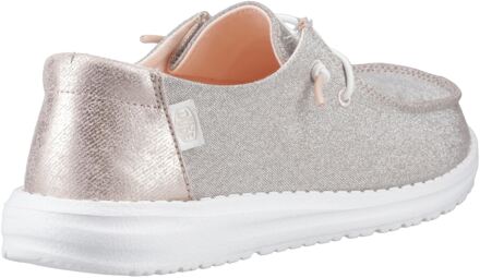 HEYDUDE Wendy Metallic Sparkle Polyester Damesschoenen Roségoud Grijs