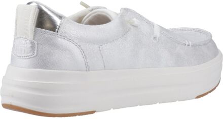 HEYDUDE Wendy Nova Shimmer Polyester Dames Sneeuwwitte Moccasins Schoenen - EU 38 / UK 5