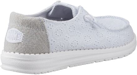 HEYDUDE Wendy Oogjes Veters Katoenmengsel Dames Ancient Blue Moccasins Schoenen Blauw - EU 39/ UK 6