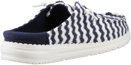 HEYDUDE Wendy Slip Terry Stripe Polyester Dames Navy Blazer/Egret Mules