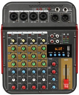 Hfes TM4 Digitale 4-Kanaals Audio Mixer Console Mixing Console Ingebouwde 48V Phantom Power Met Bt functie Us Plug
