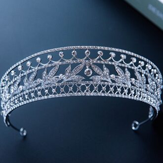 HG11602 Bladeren Stijl Mode Bruids Hoofddeksel Elegante Lichtmetalen Strass Bruiloft Haarstukje Prinses Bruiloft Kroon Tiara