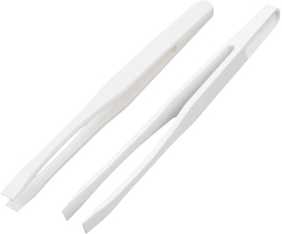 HHO-2 0.6 cm flat tip white plastic antistatic tweezers 12 cm length