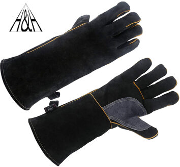 Hhprotect Bbqleather Forge/Mig/Stok Lassen Handschoenen Warmte/Brandwerende, mitts Voor Oven/Grill/Haard/Oven/Kachel/Pannenlap 16IN