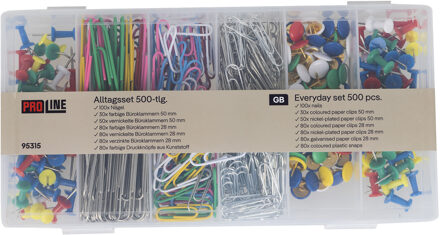 Hi 500-delige Bureau-accessoires - Kleurenpinnen, Paperclips en I-Nails