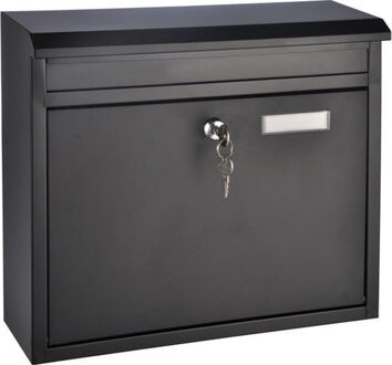 Hi Brievenbus - metaal - met slot - 36 x 12 x 32 cm - Ophangbare p/postbus zwart metaal 36 x 12 x 32 cm