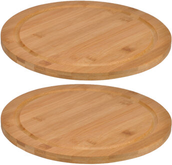 Hi Broodplank - Set van 4x stuks - rond - D25 cm - bamboe - serveerplank - snijplank
