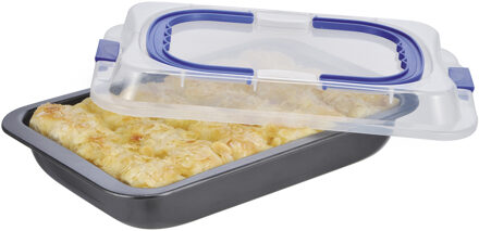 Hi Cakevorm met deksel - multicolor - metaal - kunststof - met handvat - 37 x 24,7 x 8 cm