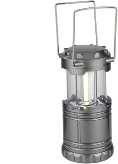 Hi Camping/kampeer lamp - LED licht - kunststof - grijs - 13 cm - met ophanghaak