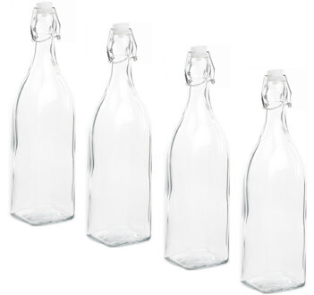 Hi Decoratie fles - 6x - 1000ml/1ltr - beugeldop - 8 x 32 cm - glas - cadeau fles - decoratieflessen