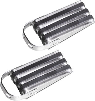 Hi Deurstopper - 2x stuks - rubber - RVS - 13 x 5 x 4 cm - antislip