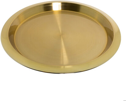 Hi Dienblad/serveerblad - RVS - D40 cm - goud - met opstaande rand