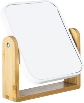 Hi Dubbele make-up spiegel - op voet - 15 x 18 cm - wit - scheerspiegel