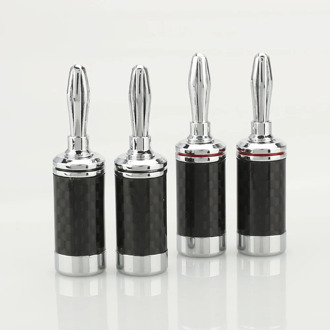 Hi-End Rhodium Plated Carbon Fiber Speaker Cable Banana Terminal Connector 8pcs