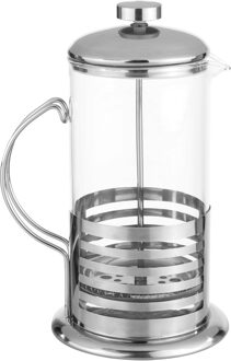 Hi French press koffie/thee maker/cafetiere glas/RVS 1liter - Cafetiere Transparant