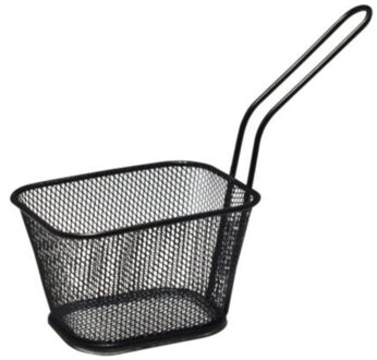 Hi Frituurmandje klein - zwart - serveermandjes voor patat en snacks - 10 x 8 x 7 cm - RVS